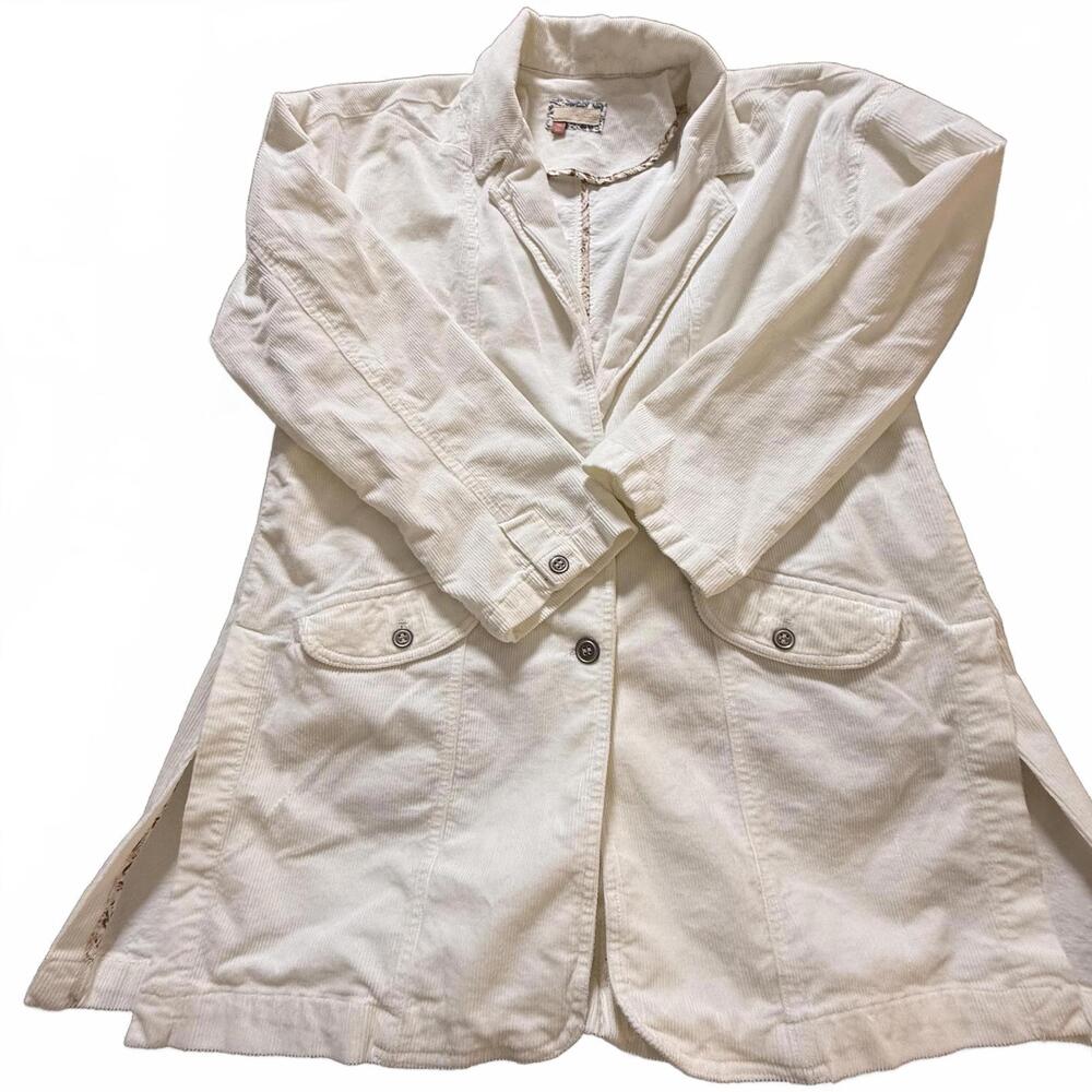 Anthropologie PILCRO  Washed Oversized Unlined Corduroy Cream Blazer SZ XS‎